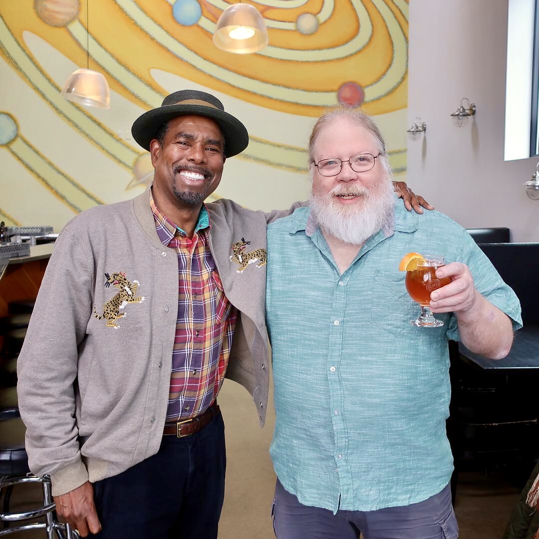 Garrett Oliver of Brooklyn Brewery and John Harris at Ecliptic Brewing in February 2019.