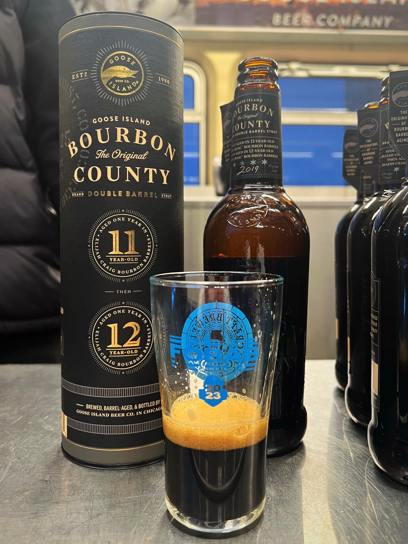 Goose Island Beer Co. Bourbon County Brand Double Barrel Stout being served at the 2023 Festival of Wood and Barrel Aged Beer.