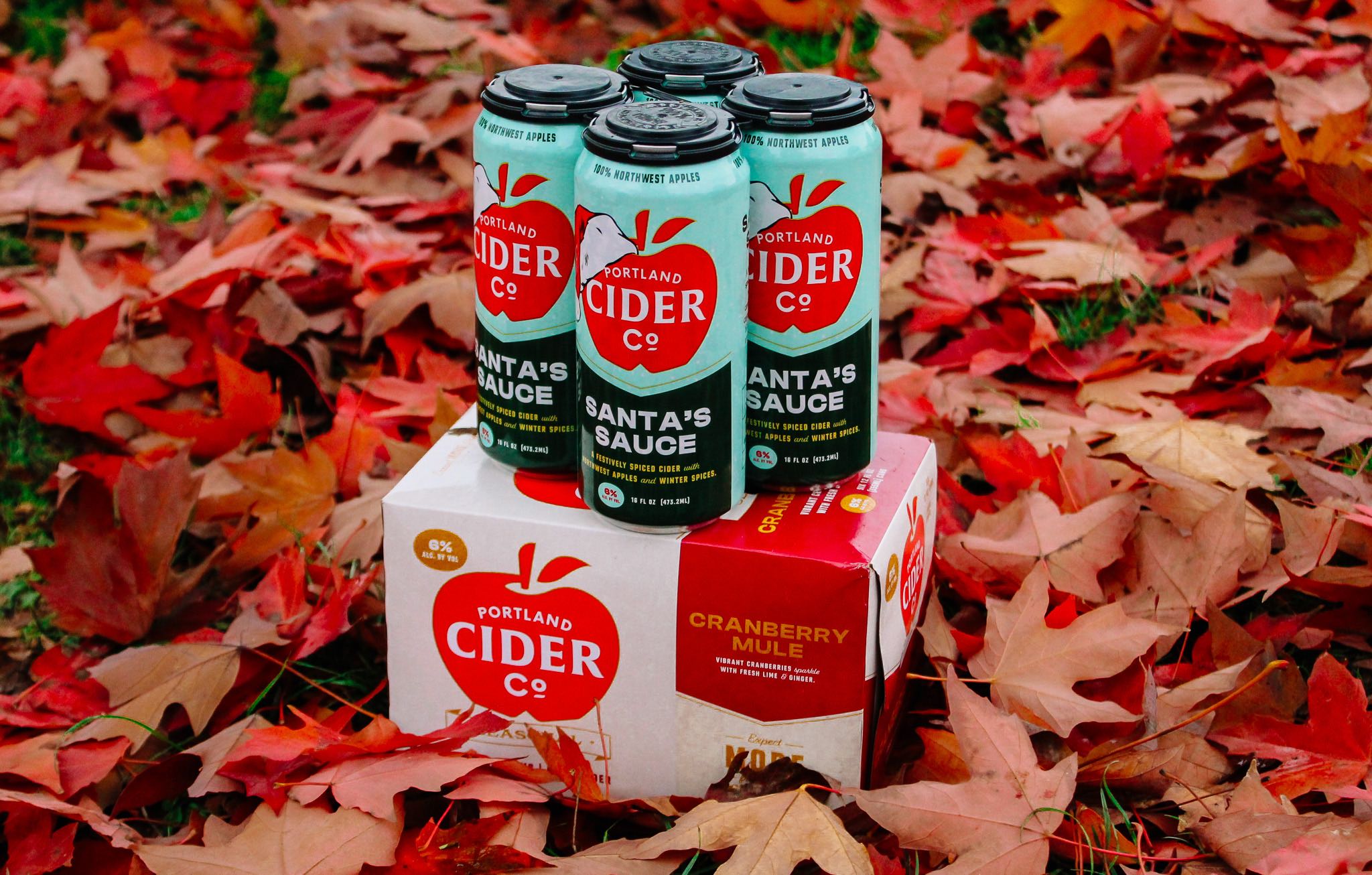 image of Santa's Sauce and Cranberry Mule courtesy of Portland Cider Co.
