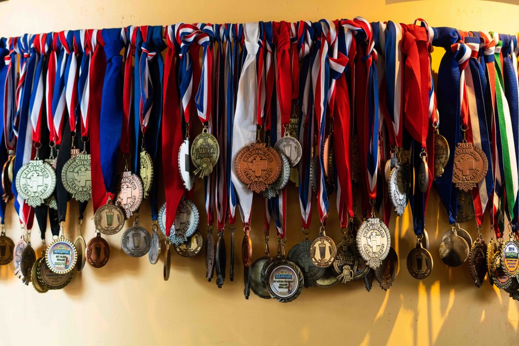 image of beer competition medals courtesy of Chuckanut Brewery