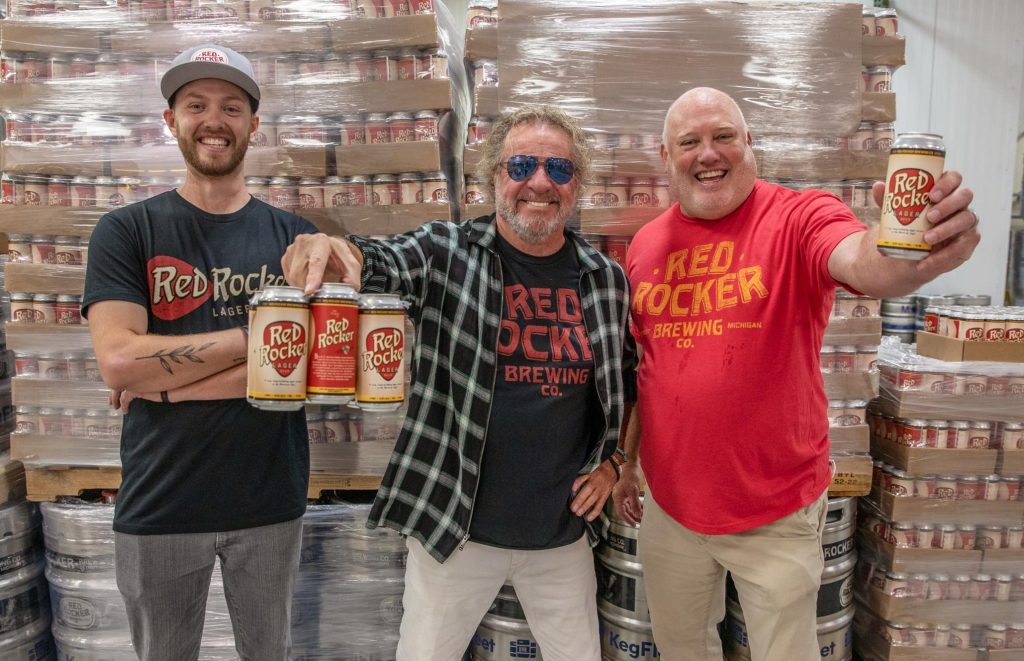 Sammy Hagar with Cameron Schubert (left) and Eric Schubert (right) at Red Rocker Brewing - Photo Credit Jon Luini