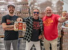 Sammy Hagar with Cameron Schubert (left) and Eric Schubert (right) at Red Rocker Brewing - Photo Credit Jon Luini