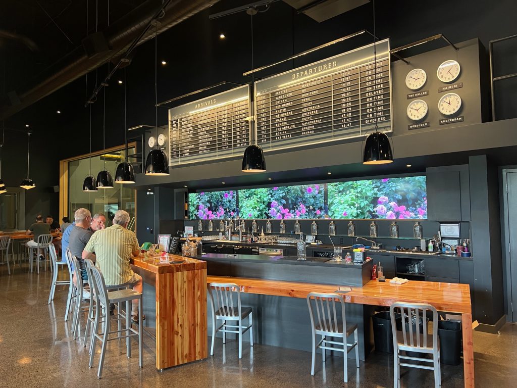 The bar inside the Aviation American Gin tasting room.