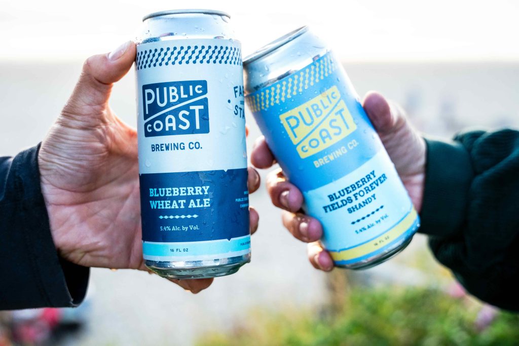 image of Blueberry Wheat Ale and Blueberry Fields Forever Shandy courtesy of Public Coast Brewing Co.