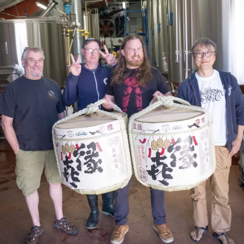 Shiga Kogen brew day with brewers from Gigantic Brewing, Hair of the Dog Breerey and Shiga Kogen. (image courtesy of Gigantic Brewing)