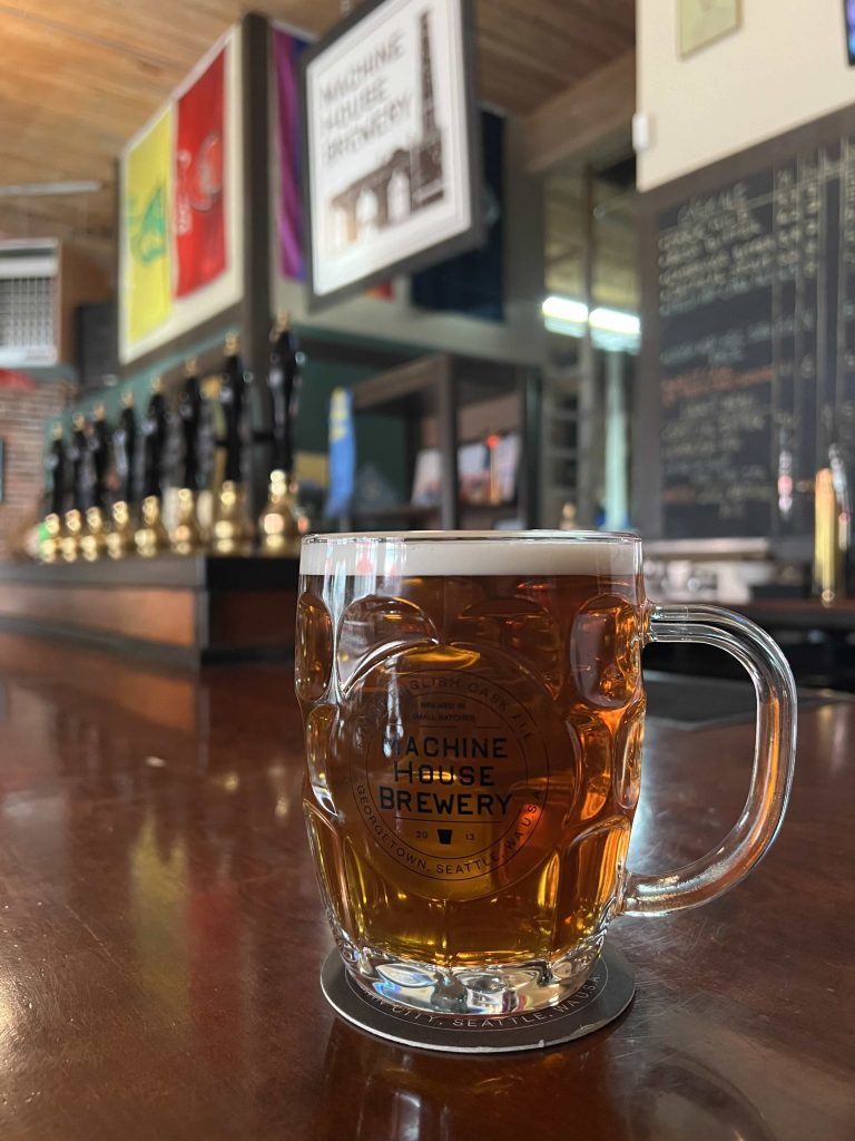 A pint of cask ale at Machine House Brewery in Seattle's Hillman City neighborhood.