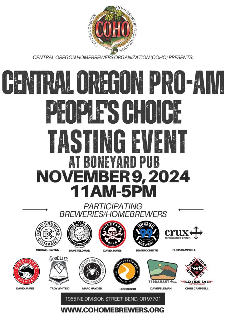 Central Oregon Homebrewers Organization and Boneyard Pub to Host People’s Choice Tasting Event 