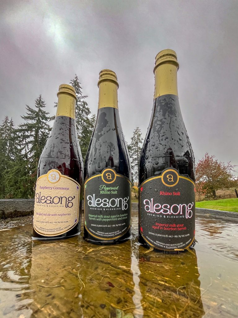 Alesong Brewing & Blending released Rhino Suit, Peppermint Rhino Suit, and Raspberry Commons. (image courtesy of Alesong Brewing & Blending)