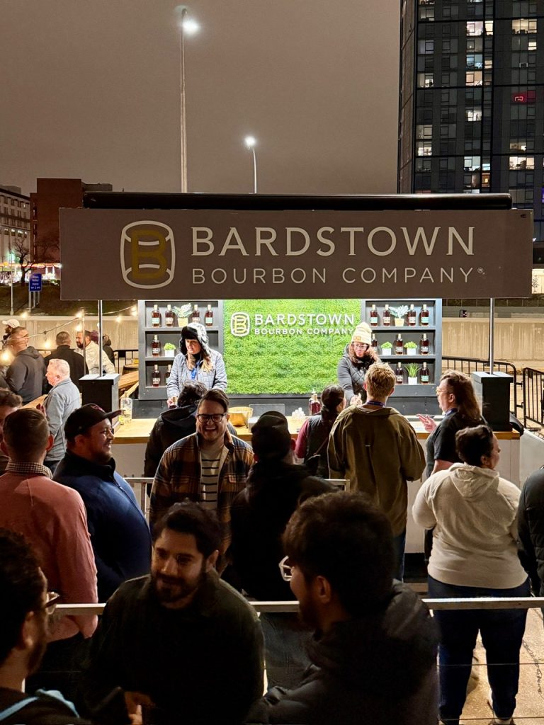 Bardstown Bourbon Company served samples outside next to Goose Island Beer Co. at the 2024 Festival of Wood & Barrel Aged Beer.