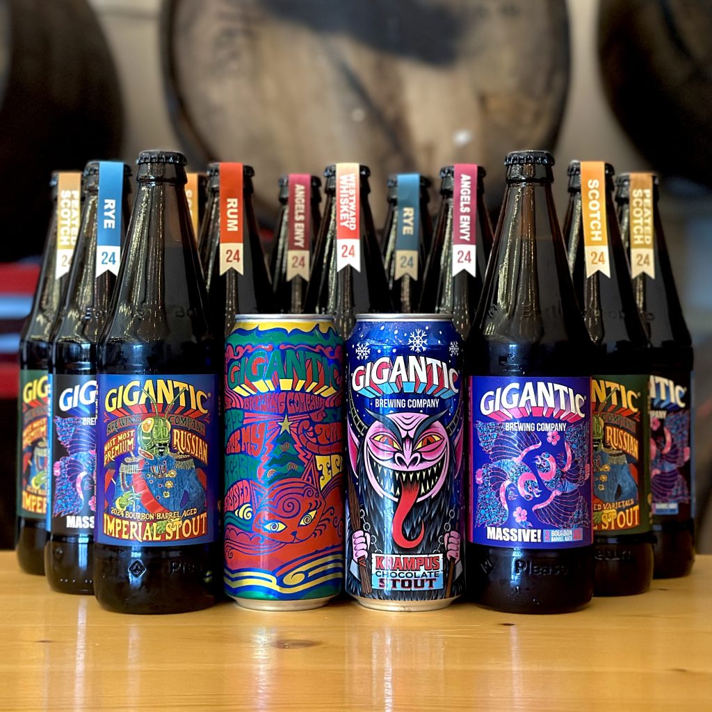 Gigantic Brewing releases an assortment of beers for the 2024 holiday season. (image courtesy of Gigantic Brewing)