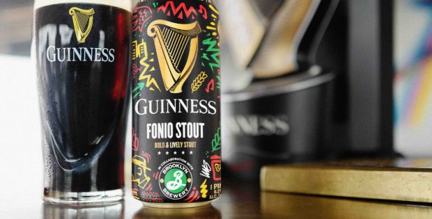 Guinness Fonio Stout brewed in collaboration with Brooklyn Brewery. (image courtesy of Guinness)