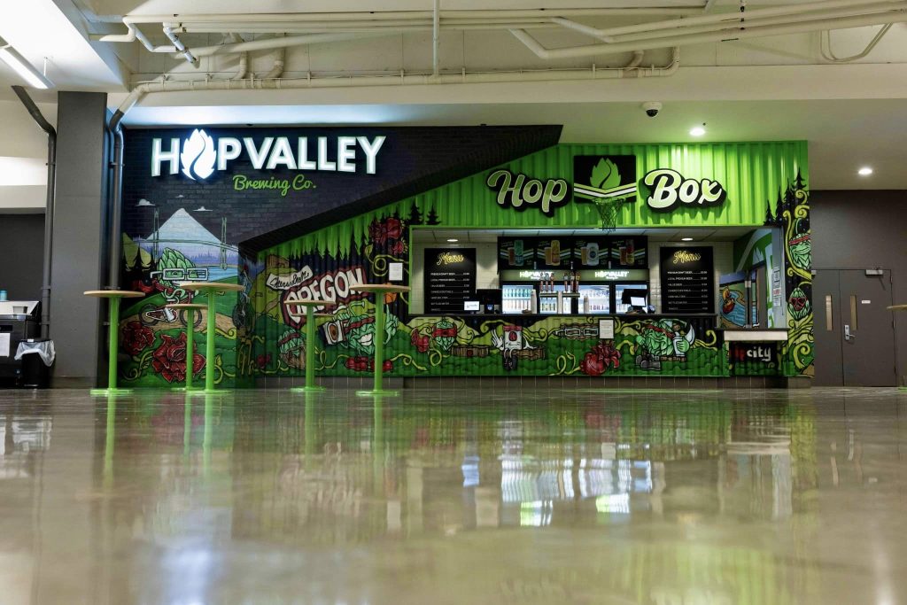 Portland Trail Blazers and Hop Valley Brewing Co. open Hop Box Bar inside the Moda Center. (image courtesy of Hop Valley Brewing Co.)