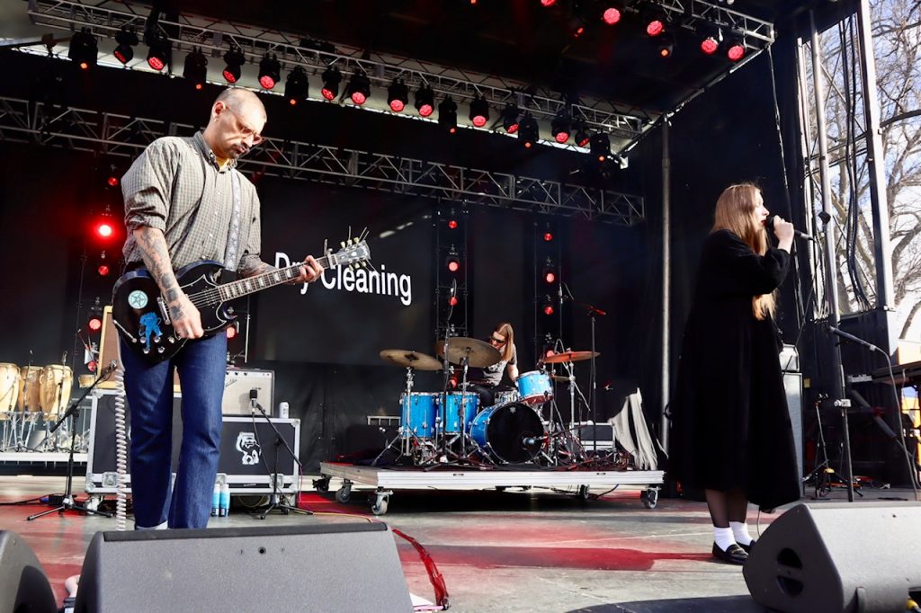 Dry Cleaning on the main stage at the 2024 Treefort Music Fest.