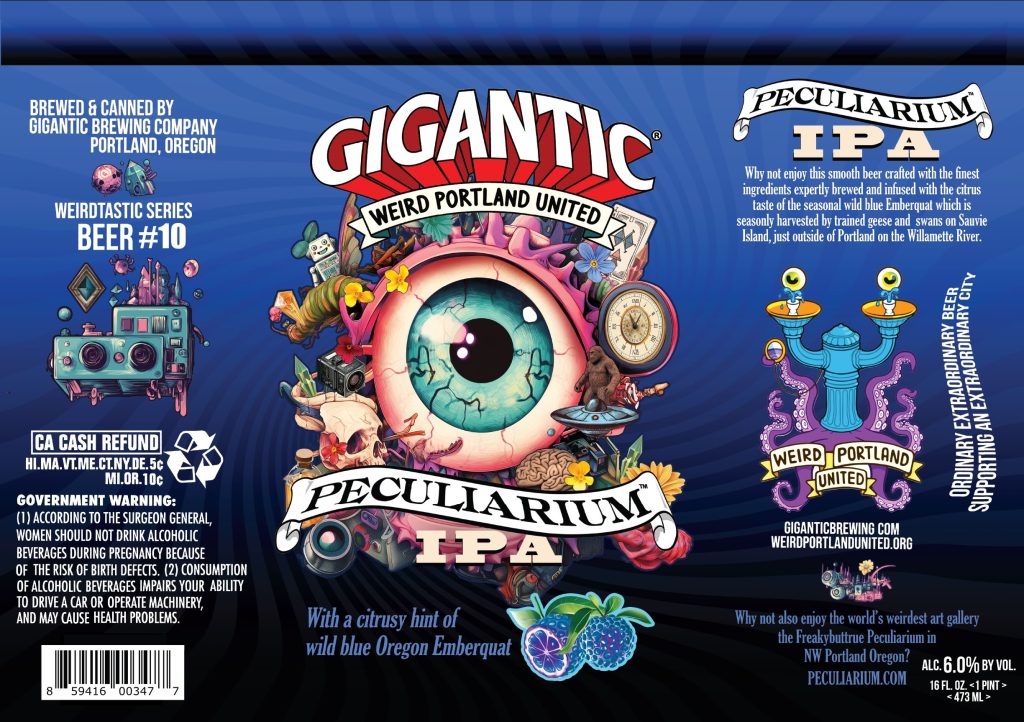 Gigantic Brewing Company and Weird Portland United Peculiarium IPA Label